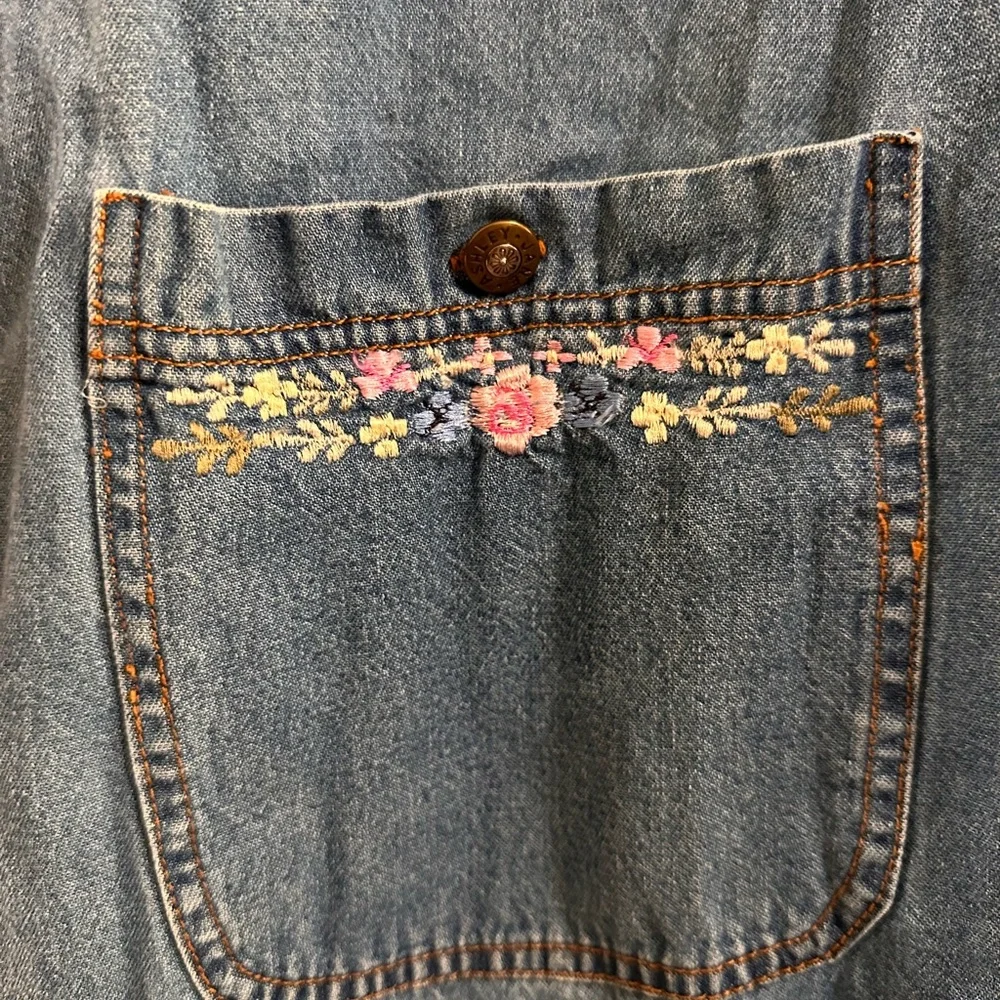 Vintage Jane Ashley Denim Floral Embroidered Jumper Dress - Picture 6 of 7